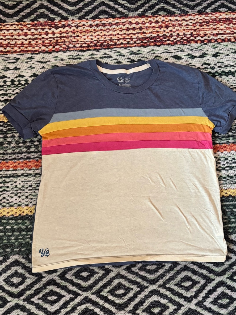 Yo Colorado rainbow color block tee size L
